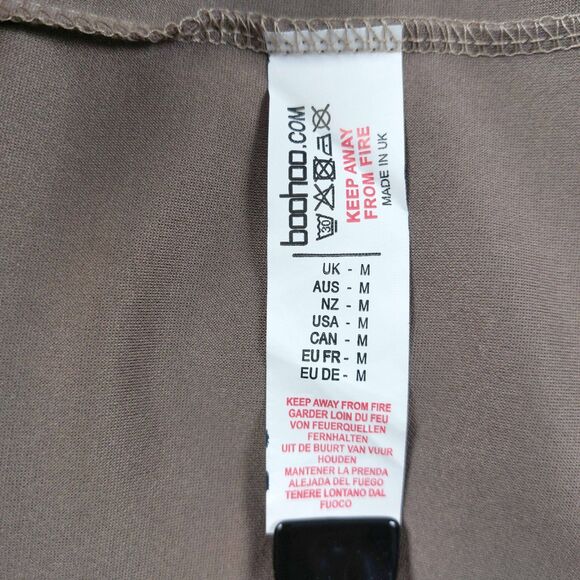 Boohoo Womens Medium Long Duster Cardigan Black Taupe Colorblock Open Front Maxi - Picture 8 of 9